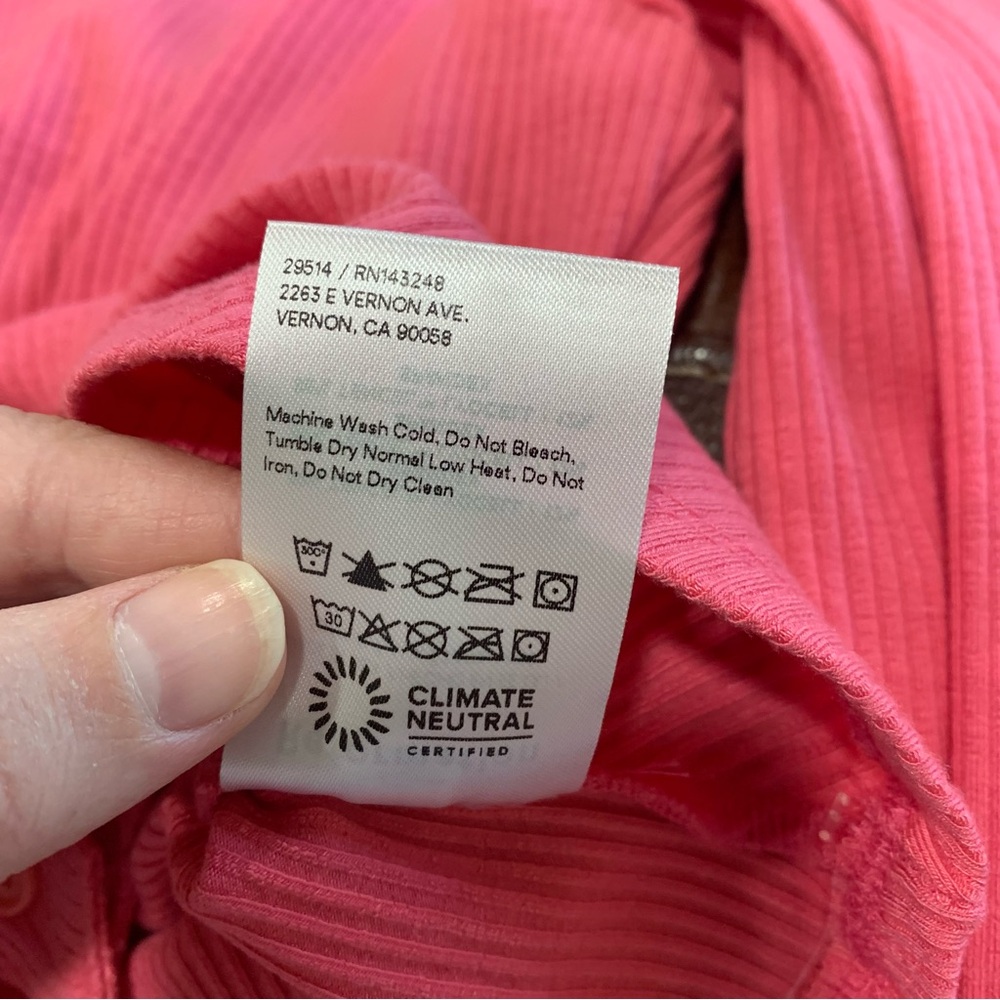 Reformation NWT Elin Knit Top Cropped Ribbed Pink Y2K Size XL - Picture 10 of 12